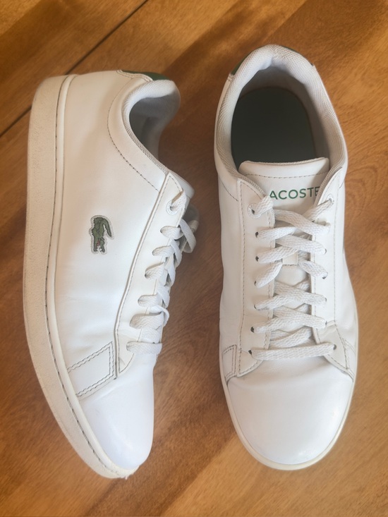 Lacoste Other - Lacoste White Leather Hydez Low-Top Sneakers Green Croc Logo Men’s 10